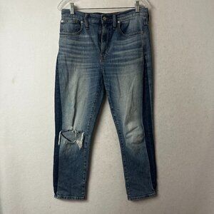 Madewell High Rise Slim Boy Jean‎ size 27 jeans 2 tone denim distressed 30 x 25